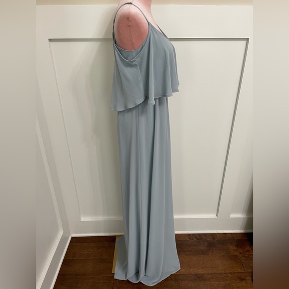 Show Me Your MuMu Light Blue Caitlin Ruffle Maxi Dress Size Small - Picture 3 of 7